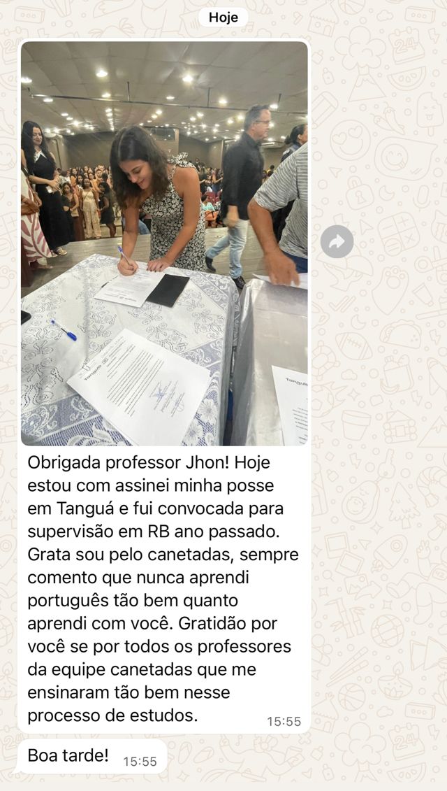 Mensagem de aluna: nunca aprendi português tão bem quanto aprendi com você